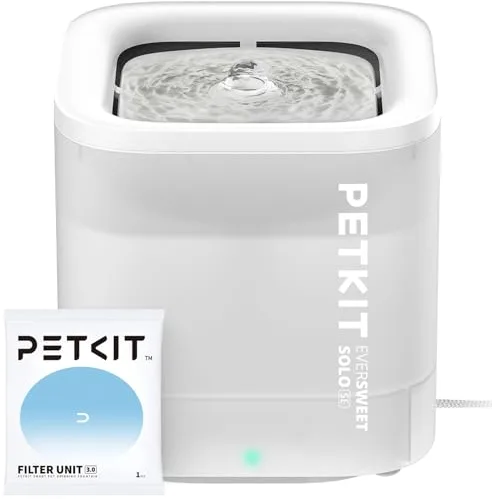 PETKIT EVERSWEET Fuente Automática para Gatos 1,85L, Bomba de Agua Inalámbrica, Bebedero Gatos Ultra Silenciosa, 35dB, Luz LED Inteligente, Unidad de Filtrado 3.0, Fuente Agua para Gato