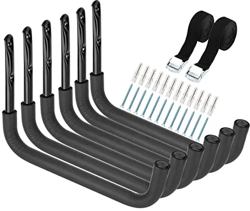 Heavdace Paquete de 6 estantes de almacenamiento para kayak, ganchos de almacenamiento de garaje resistentes de 39,4 cm, colgador de tablas de surf para montaje en pared (39,4 cm)