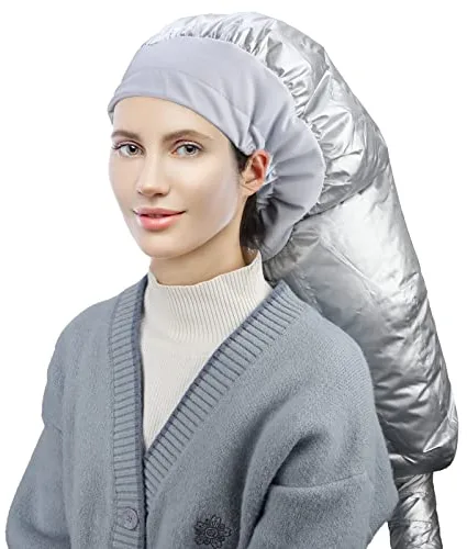 Segbeauty Gorra de Secado de Pelo Capucha, Bonnet Casco para Secar, Peinar, Rizar y Acondicionar Profundamente, Gorro Termico para Mascara de Cabello e Cuidado del Cabello, Plata