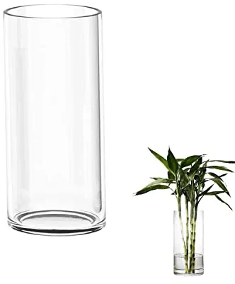 TSKDKIT Jarrón De Cristal Cilíndrico, Jarrones De Cristal, Florero De Vidrio De 20 Cm De Alto Florero Tubular Transparente para Decoración Moderna De Flores, para Estante De Mesa De Oficina En Casa