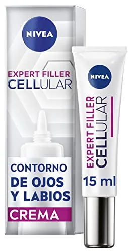 NIVEA Cellular Expert Filler - Contorno de Ojos y Labios - Antiarrugas - Efecto Rellenador 24h - Con Ácido Hialurónico y Ácido Fólico - Crema Antiedad - Extra Firmeza - Todo Tipo de Pieles - 15 ml