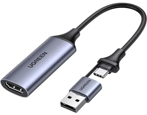 UGREEN Tarjeta de Captura de Video HDMI a USB C Entrada 4K 1080P, Grabación de Video, Audio y Juegos, Compatible con Switch, PS4, PS5 Pro, Xbox, TV Stick, Cámara, iPad, MacBook, Teléfono, PC, Quest 3