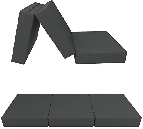 POKAR Colchón Plegable Impermeable Colchon Coche Cama Plegable Impermeable para Invitados Camping Cuna de Viaje 80 x 195 x 15 cm, Antracita
