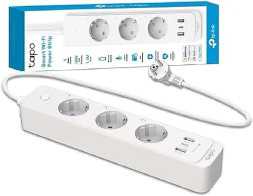 Tapo P300 Regleta inteligente de Wi-Fi con 3 Enchufes y 3 USB, Carga rápida de 18 W, Compatible con Alexa y Google Home, Regleta Alexa Programable con Función de Temporizador