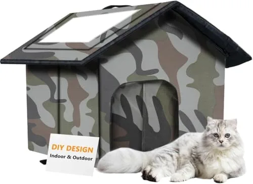WHDPETS Casa para Gatos, Cama Gato Cueva Resistente Al Calor y Al Frío, Fácil de Limpiar, Casa para Gatos Exterior para Gatos y Perros Callejeros 35 X 36 X 39cm