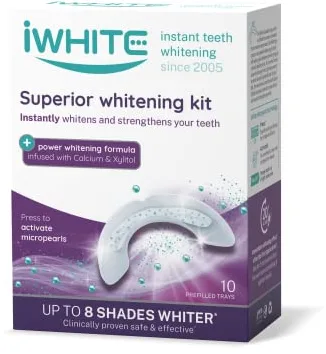 iWhite Superior Kit Blanqueamiento Dental Profesional - 10 Moldes - hasta 8 Tonos más Claros. Blanquea y Restaura el Esmalte - Aprobado clínicamente - Microperlas, Calcio y Xilitol