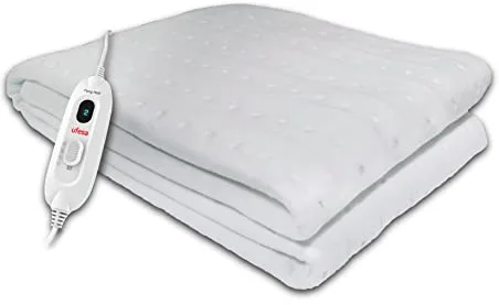 Ufesa Flexy Heat CIE Calientacamas Eléctrico Individual, 150x90cm, 60W, Reversible, 3 Niveles de Temperatura, Apagado Automático, Lavable, Manta Térmica, Calefacción de Cama, Blanco