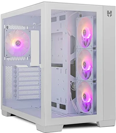 NOX XTREME PRODUCTS HUMMER ASTRA - Semitorre Micro ATX;ATX, lateral y frontal de cristal templado, ventiladores EASYLINK LED ARGB, hasta 10 ventiladores, gráficas gran tamaño, USB 3.0, color blanco