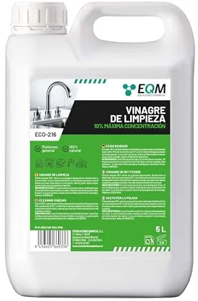 EQM - ECO-216 - Vinagre de Limpieza Concentrado - 5L - 10º de Acidez - 100% Natural - Potente Limpiador Multiusos para el Hogar