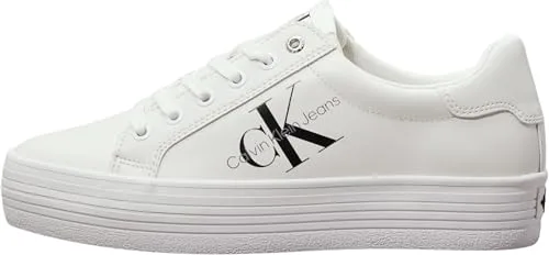 Calvin Klein Zapatillas Sneaker vulcanizadas Mujer Vulc Flatform Laceup Low LTH con Plataforma, Blanco (Bright White), 38