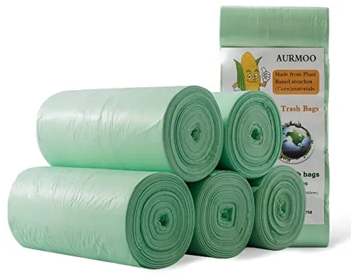 AURMOO Bolsas de Basura con Asa 8L, Bolsas de Basura Biodegradables, Müllbeutel, Bolsa de Residuos Biológicas, Bolsa de Cocina, 180 Pièces(W40xH59cm,Verde)