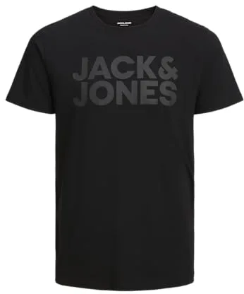 JACK & JONES Jjecorp Logo Tee Ss O-neck Noos Camiseta Cuello Redondo, Black Fit:slim/Large Print/Black, XXL Hombre