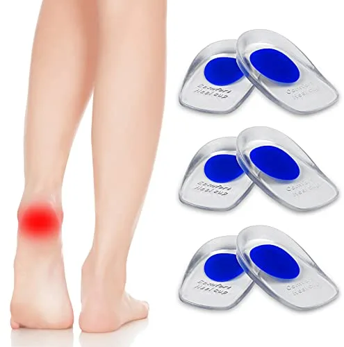 Newpop 3 Pares Taloneras Silicona Azul, Aliviar el Dolor Suave Almohadillas de Gel Para Talones, Reducir los Golpes, Plantillas Talon para Fascitis Plantar, Espolon Calcaneo, Tendinitis (L)