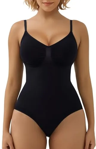 SHAPERX Body Moldeador Mujer Shapewear Fajas Reductoras Control de Abdomen Bodysuit lnvisible Posparto, UK-SZ5213-Black-S/M