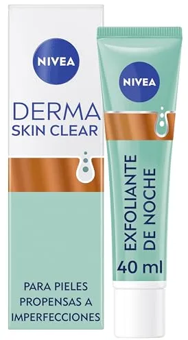 NIVEA Derma Skin Clear - Peeling Exfoliante de Noche - Con Ácido Salicílico, Glicólico y Niacinamida - Piel Renovada - Reduce las Manchas - Desobstruye los Poros - Piel con Imperfecciones - 40 ml