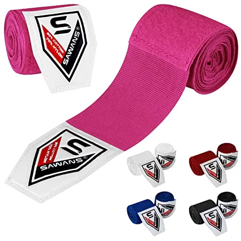 Envolturas de mano de boxeo vendajes de artes marciales guantes interiores de perforación MMA 2.5 3.5 4.5 metros correas de apoyo de muñeca bolsa de entrenamiento elástica deportes (4.5 M, Rosa)