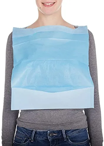 Areso - Baberos Desechables Para Adultos 100 Unidades, con Bolsillo Recoge Migas e Impermeables, Ajuste fácil con Lazo para Personas Mayores