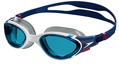 Speedo Unisex Gafas de natación Biofuse 2.0 | Ajuste fácil patentado | Antivaho | Sin goteos | Ajuste optimizado | Más comodidad Ammonite Blue/White/Red/Blue One Size