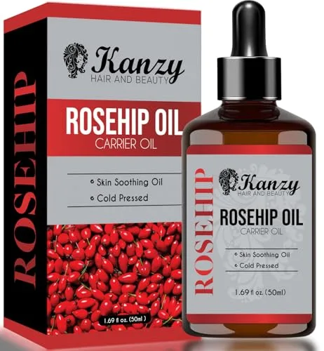 Kanzy Aceite de Rosa Mosqueta 50ml Prensado en Frío sin Refinar Rosa Mosqueta para Cicatrices y Estrías, usado como Hidratante para Cuerpo y Piel