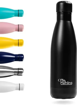 Otto Koning Botella Agua Acero Inoxidable 500ml - Termo Café Antifugas y Botella Térmica Frío 24h Calor 12h - Cantimplora Metal Reutilizable para Deporte, Oficina y Niños - Libre de BPA