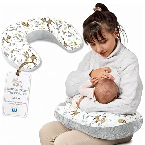 Totsy Baby Cojin Lactancia y Embarazada 130 cm - Almohada por lactante bebé cojín de Embarazo por Dormir o Cojines Maternidad Minky para Mujeres Embarazadas y Bebe Oeko-Tex Ciervo Gris