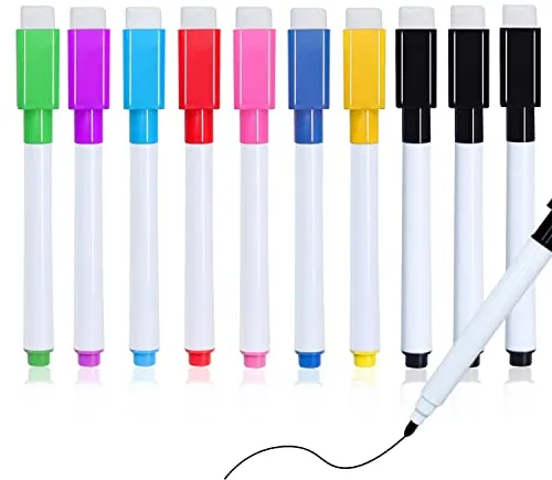 Autoau Rotuladores Pizarra Blanca Magnetica 10 Pcs, Marcadores Magicos Rotuladores Niños, Rotulador Pizarra Blanca con borrador son Óptimo para Material Hogar Escolar y de Oficina(8 Colores)