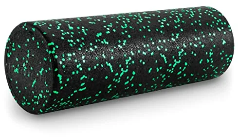 ProsourceFit High Density Foam Rollers 18 - inches long, Firm Full Body Athletic Massage Tool for Back Stretching, Yoga, Pilates, Post Workout Muscle Recuperation, Black/Green