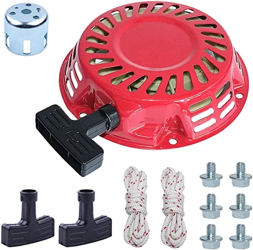 Adefol Arrancador de Retroceso para Honda GX120 GX160 GX200 GX140 5.5HP 6.5HP, Arrancador + Taza de Arranque + Puños + Cordón + Tornillos Accesorio de Motor Kit 12 en 1