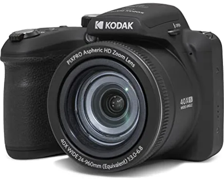 KODAK Pixpro Astro Zoom AZ405 - Cámara Digital Bridge, Zoom de 40x, Gran Angular de 24 mm, 20 megapíxeles, LCD de 3", vídeo Full HD 1080p, OIS, Pila AA - Negro