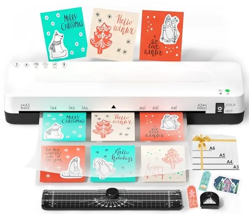 Plastificadora A3 Plastificadora a3 y a4 con Guillotina 5 en 1 Máquina Laminadora 80-125 Mic Modo Frío y Caliente Plastificadoras con Bolsas de Plastificación A3 A4 A5 A6 para Oficina Hogar Escuela