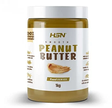 HSN Crema de Cacahuete 100% Natural | 1 Kg de Mantequilla de Maní Textura Suave y Cremosa - Smooth Peanut Butter | Sin Aceite de Palma, Sal ni Azúcares Añadidos | Vegano, No-GMO