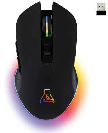 The G-Lab- Kult Helium - RATÓN Gaming Inalámbrico - 800 a 6400 dpi Sensor óptico, Retroiluminación 7 Colores, 6 Botones - Cómodo y Ligero - PC/Mac/PS4/PS5 - Ratón Gaming inalambrico - Negro