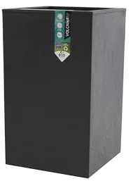 EDA Volcania'Up - Maceta Cuadrada Alta 36 L, decoración de Piedra de imitación – Zona de retención de Agua – 29,5 x 29,5 x 49,5 cm, Color Gris Antracita