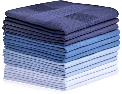 Aomig Pañuelos Hombres Bolsillos, 12pcs Handkerchiefs Set de Negocios y Informal, 100% Algodón Pañuelo Traje Hombre Cómodos y Suaves, Pañuelos de Tela Regalo para Hombres (40x40cm)