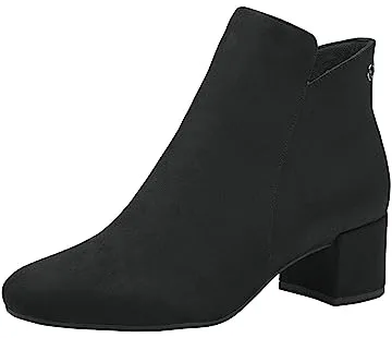 Tamaris Botines Con Tacón Cuadrado para Mujer, Textiles, Negros, Veganos, 38 EU