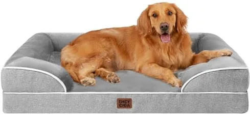 EHEYCIGA Cama Perro Extra Grande 112x81x16cm, Colchon Perro Impermeable Lavable con Espuma Viscoelástica, Sofá Perro Ortopedica Desmontable, Gris