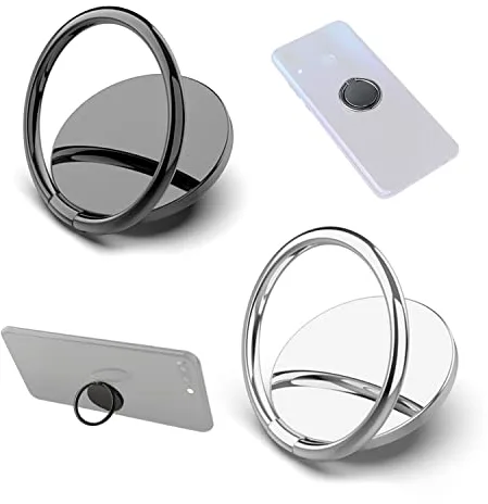 PFLYPF 2 Soportes de anillo de teléfono portátil, Soportes giratorios de 360 grados, soportes universales para anillos de teléfono móvil, fuerte adsorción, adecuados para todos los teléfonos (negro