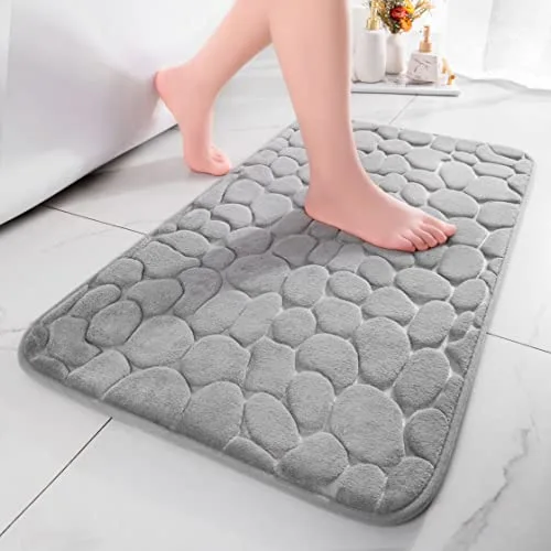 Chakme Alfombrilla de baño, Espuma viscoelástica, Absorbente, Alfombrilla de ducha 43 x 61 cm, Gris Claro