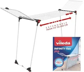 Vileda Infinity Flex | Tendedero Grande | Estante telescópico Extensible | Secador ya montado | Alas Altas