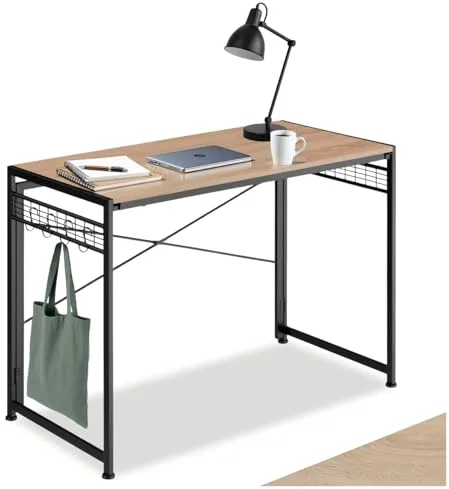 tectake® Mesa Escritorio de Madera con Estructura Resistente, Mesa de Ordenador para Oficina, Diseño Industrial, Mesa de Escritorio Moderna - 102 x 51 x 77 cm Madera Industrial Clara, Roble Sonoma