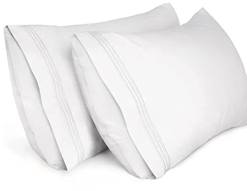 Lirex 2-Pack Fundas de Almohada 1800 hilos, Fundas de Almohada de Microfibra Suave Cepillada, Transpirables sin Arrugas y Lavables a Máquina (50x80 cm, Blanco)