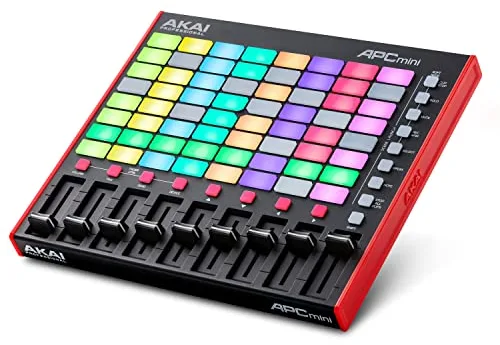 Akai Professional APC Mini MK2 - Controlador MIDI USB para Lanzar Clips con Ableton Live, 64 Pads, Modalidad Nota y Batería, Mesa de Mezclas MIDI