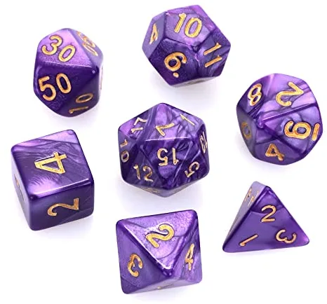 DND - Juego de dados para Dungeon and Dragons, 7 piezas de dados poliédricos de nebulosa morada, juegos de rol, juegos de mesa D&D D20 D12 D10 D8 D6 D4