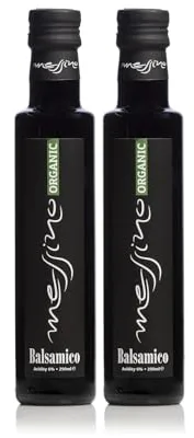Messino Vinagre Balsámico Orgánico – Pack 2 x 250 ml (Total 500 ml) | Vinagre de Uva Griego | Sin Azúcares Añadidos | Vegano | Aderezo para Ensaladas, Carnes, Pasta y Postres