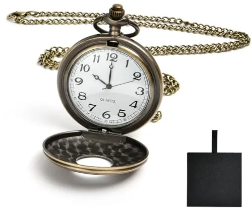 Vicloon Reloj de Bolsillo Vintage Con Cadena - Regalo Antiguo Para Cumpleaños, Aniversario, Navidad, Día del Padre