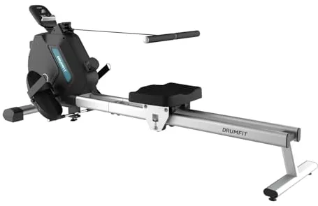 Cecotec Máquina de Remo Plegable DrumFit Rower 5500 Regatta. Sistema de Resistencia Magnética y Diferentes Niveles de Intensidad, Volante de Inercia de 5,5Kg, Display LCD, Reposapiés y Ruedas