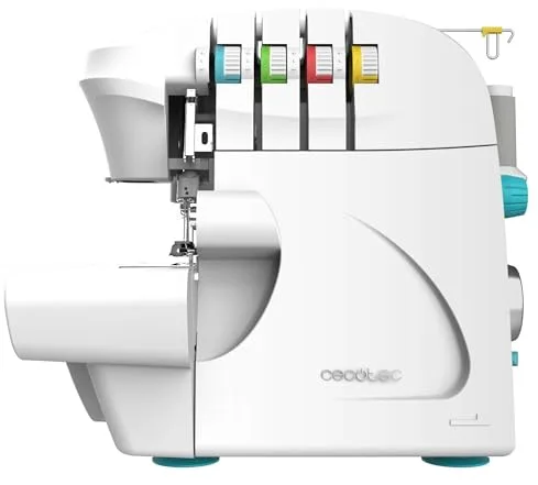 Cecotec Máquina de Coser, Remalladora BelleCouture OverLock, 1100 rpm de Velocidad, Presión de Prénsatelas Ajustable, Avance diferencial, Funciones de Puntada de 4 Hilos y Kit de Accesorios
