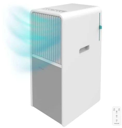 Cecotec Aire Acondicionado Portátil con Mando a Distancia ForceClima 9150 Style. 9000 BTU, Control Táctil, Pantalla LED, 4 Modos, 2 Velocidades, Modo Deshumidificador, Temporizador, 25m2