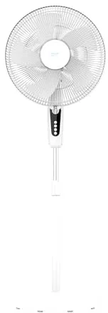 Cecotec Ventilador de Pie EnergySilence 515 MaxFlow White. 45W, Diámetro de 16", 5 Aspas, Temporizador 1h, 3 Velocidades y Oscilación Automática, Altura Regulable hasta 135cm