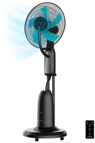 Cecotec Ventilador Nebulizador de Agua con Mando a Distancia EnergySilence 490 Freshessence. 90W, Diámetro 16", 5 Aspas, Depósito de 2,8L, Temporizador 7,5h, Indicador LED y Oscilación